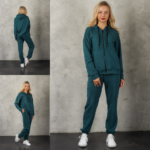 Костюм жіночий 22.1417, 42(S), 44(M), 46(L), 48(XL), смарагдовий, стиль casual (кежуал), замшевий костюм на замку