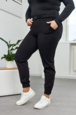 Pantaloni 25.493 tricot dublu, culoare Negru, 44(M), 46(L), 48(XL), 50(XXL) - Image 2