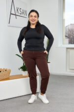 Pantaloni 25.493 tricot dublu, culoare Ciocolata inchisa, 44(M), 46(L), 48(XL), 50(XXL) - Image 4
