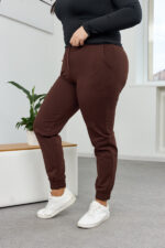 Pantaloni 25.493 tricot dublu, culoare Ciocolata inchisa, 44(M), 46(L), 48(XL), 50(XXL) - Image 2