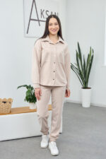 Komplet 26.2200 cienki zamsz, kolor Kremowy, 42(S), 44(M), 46(L)