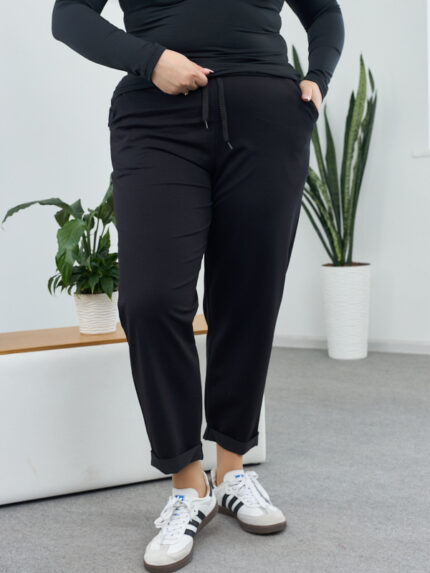 Штани 26.1530 с б Трикотаж двухнитка, колір Чорний, 54(4XL), 56(5XL), 58(6XL)