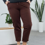 Pantaloni 26.1530 tricot dublu, culoare Ciocolata inchisa, 48(XL), 50(XXL), 52(3XL)