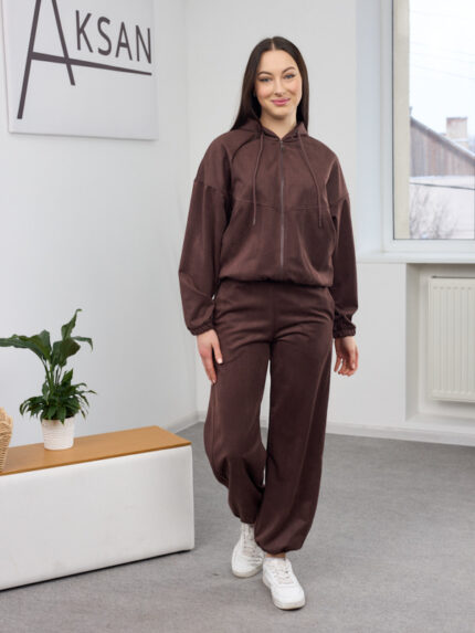 Костюм 26.2851 н Замш тонкий, колір Темний шоколад, 40(XS), 42(S), 44(М)