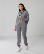 Костюм жіночий 22.1417, 42(S), 44(M), 46(L), 48(XL), сірий, стиль casual (кежуал), замшевий костюм на замку - Зображення 4