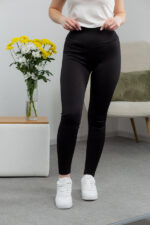 Legginsy 25.1877 prążkowana dzianina, kolor Czarny, 42(S), 44(M), 46(L), 48(XL)