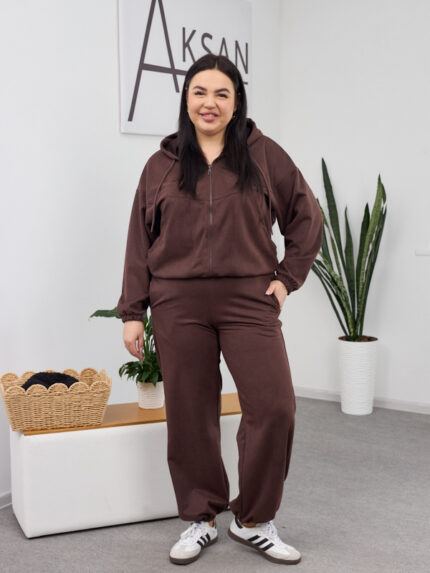 Костюм 26.2851 б Замш тонкий, колір Темний шоколад, 46(L), 48(XL), 50(ХХL)