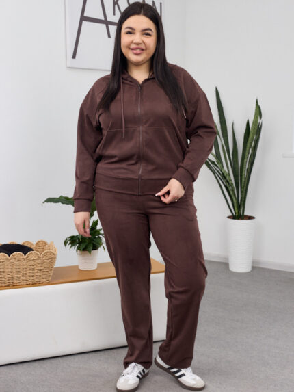 Костюм 26.2855 б Замш тонкий, колір Темний шоколад, 46(L), 48(XL), 50(ХХL)
