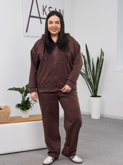 Костюм 26.2855 с б Замш тонкий, колір Темний шоколад, 52(3XL), 54(4XL), 56(5XL)