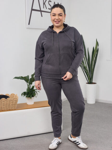Костюм 26.1417 с.б Замш тонкий, колір Графіт, 54(4XL), 56(5XL), 58(6XL)