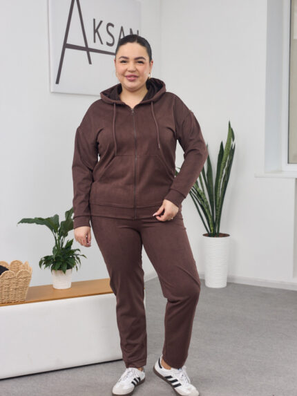 Костюм 26.1417 б Замш тонкий, колір Темний шоколад, 48(XL), 50(ХХL), 52(3XL)