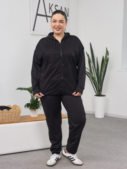Костюм 26.1417 б Замш тонкий, колір Чорний, 48(XL), 50(ХХL), 52(3XL)