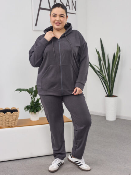 Костюм 26.1417 б Замш тонкий, колір Графіт, 48(XL), 50(ХХL), 52(3XL)