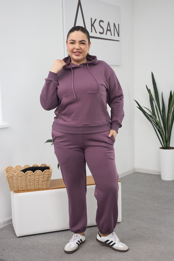 sera6549.jpg Комплект 26.2859 трикотаж петля, цвят Патладжан, 46(L)-48(XL), 50(XXL)- 52(3XL) - Image 1