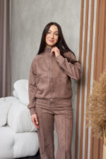 Komplet 26.2894 zamsz na tkaninie diving, kolor Kawowy, 44(M), 46(L), 48(XL) - Image 6