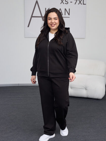 Костюм 26.2887 с.б Трикотаж двухнитка, колір Чорний, 54(4XL), 56(5XL), 58(6XL)