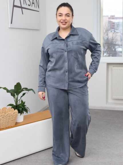 Костюм 26.2866 б Замш тонкий, колір Темно сірий, 48(XL), 50(ХХL), 52(3XL)