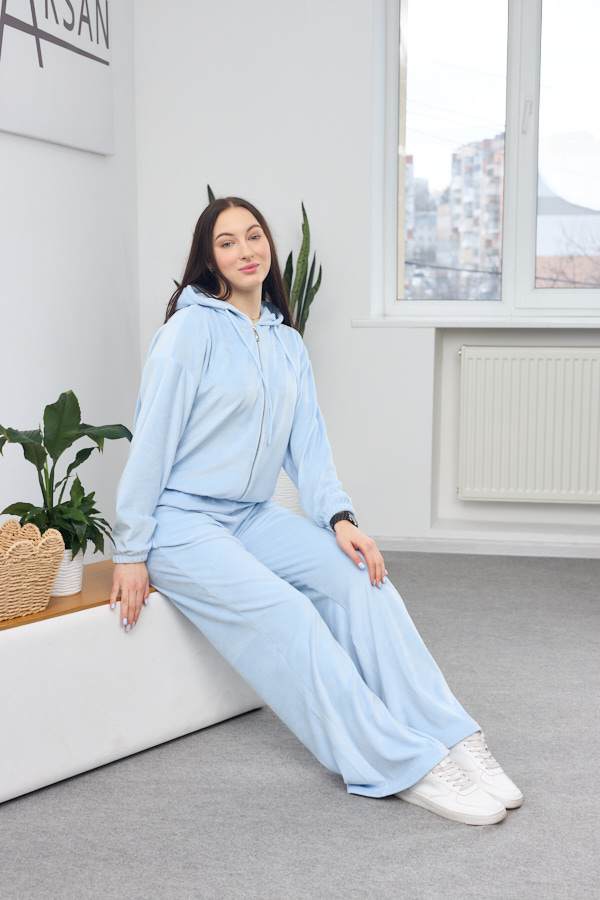 sera7931 Костюм 26.2861 н Велюр тонкий, колір Небесний, 40(XS), 42(S), 44(М) - Зображення 1