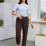 Pants 26.2730 two-thread knit fabric, color Dark chocolate, 40(XS), 42(S), 44(M), 46(L)