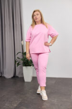 Костюм 26.2678 с.б Трикотаж двухнитка, колір Рожевий, 52(3XL), 54(4XL), 56(5XL)