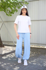 Pantaloni 26.2937 crep american, culoare Albastru cer, 40(XS), 42(S), 44(M) - Image 5