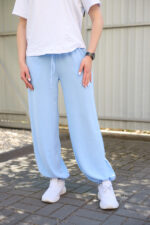 Pantaloni 26.2937 crep american, culoare Albastru cer, 40(XS), 42(S), 44(M)