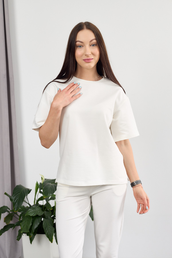 sera0521 Костюм 26.1553 н Трикотаж двухнитка, колір Молочний, 42(S), 44(М), 46(L) - Зображення 1