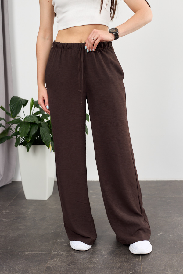 sera0686 Pantaloni 26.2970 crep american, culoare Ciocolata inchisa, 40(XS), 42(S), 44(M) - Image 1