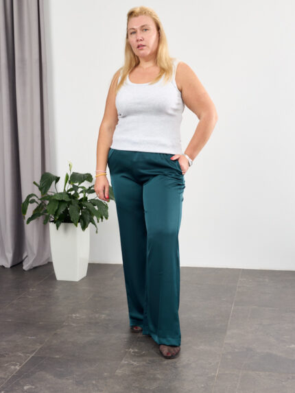 Панталони 26.2964 double Armani шовк, цвят Изумруден, 48(XL), 50(XXL), 52(3XL)