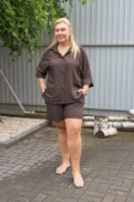 Komplet 26.2957 bawełna kreszowana, kolor Ciemna czekolada, 46(L), 48(XL), 50(XXL)