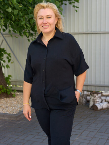 Костюм 26.2973 с.б Американський креп, колір Чорний, 54(4XL), 56(5XL), 58(6XL)