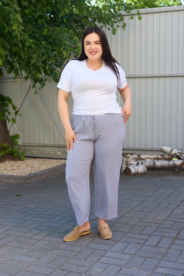 sera1681 Штани 26.2971 б Американський креп, колір Сірий, 48(XL), 50(ХХL), 52(3XL) - Зображення 1