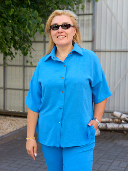Костюм 26.2973 б Американський креп, колір Блакитний, 48(XL), 50(ХХL), 52(3XL)