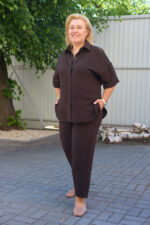 Костюм 26.2973 с.б Американський креп, колір Темний шоколад, 54(4XL), 56(5XL), 58(6XL)