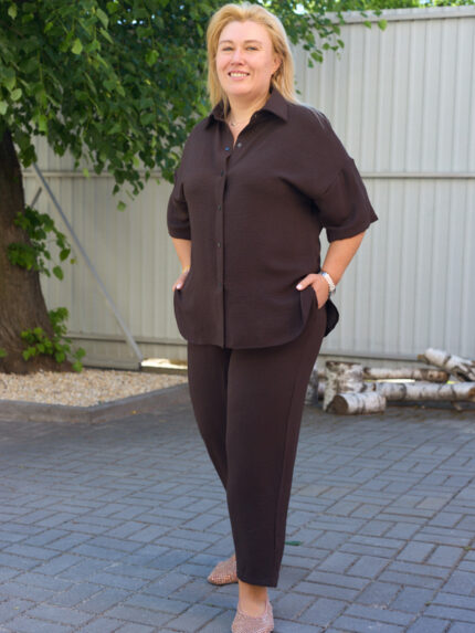 Костюм 26.2973 с.б Американський креп, колір Темний шоколад, 54(4XL), 56(5XL), 58(6XL)