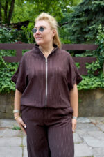 Костюм 26.2961 б Льон смужка, колір Темний шоколад, 46(L), 48(XL), 50(ХХL) - Зображення 6