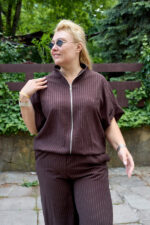 Костюм 26.2961 б Льон смужка, колір Темний шоколад, 46(L), 48(XL), 50(ХХL) - Зображення 5