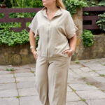 Komplet 26.2961 len w paski, kolor Latte, 46(L), 48(XL), 50(XXL)