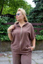 Костюм 26.2961 б Льон смужка, колір Кавовий, 46(L), 48(XL), 50(ХХL) - Зображення 6