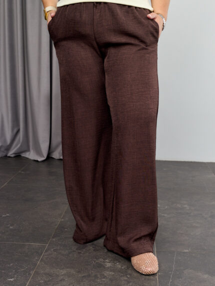 Панталони 26.2980 лен, цвят Тъмен шоколад, 46(L), 48(XL), 50(XXL)