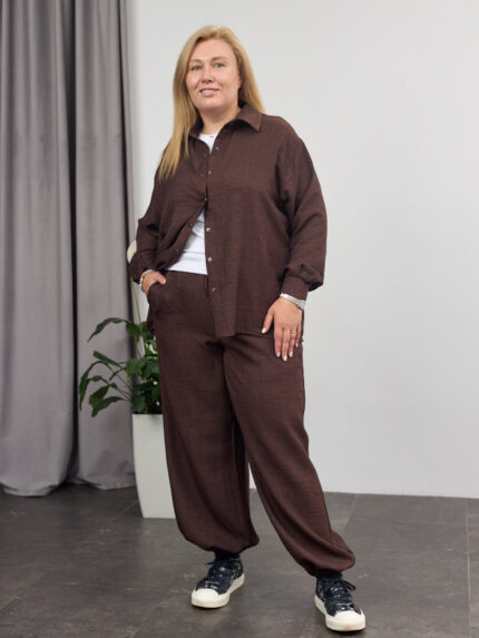 Костюм 26.2929 б Льон, колір Темний шоколад, 46(L), 48(XL), 50(ХХL)