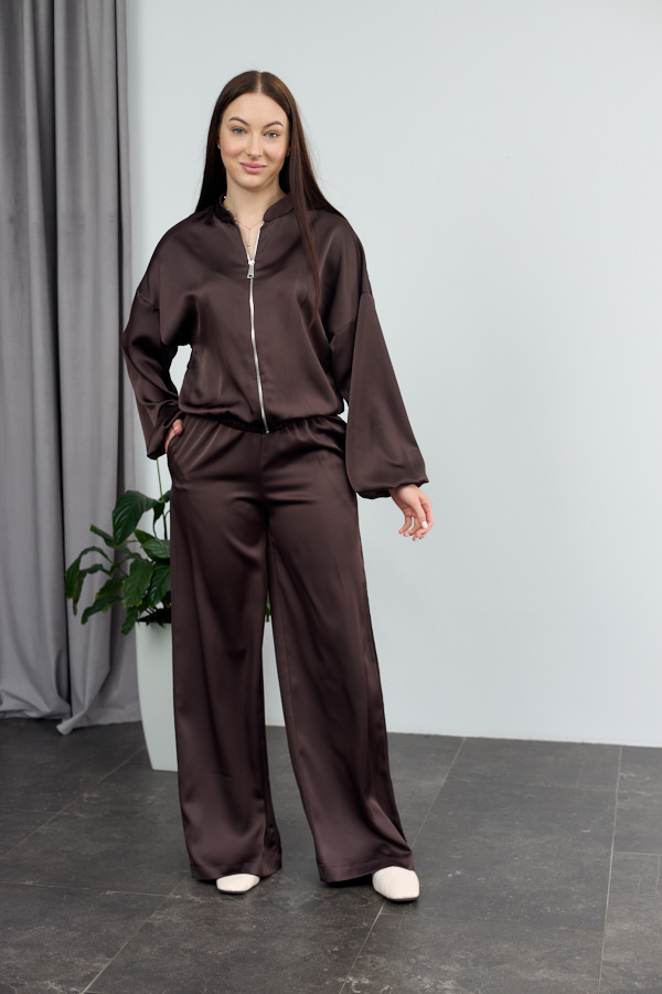 sera7767 Set 26.2947 Double-Armani-Seide, Farbe Dunkle Schokolade, 40(XS), 42(S), 44(M) - Image 1