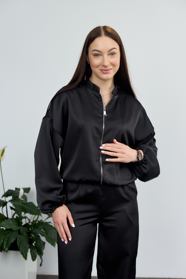 sera7781 Set 26.2947 Double-Armani-Seide, Farbe Schwarz, 40(XS), 42(S), 44(M) - Image 1