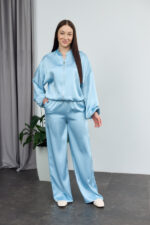 Set 26.2947 double Armani mătase, culoare Albastru deschis, 40(XS), 42(S), 44(M)