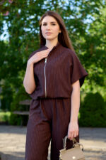 Set 26.2961 gestreiftes Leinen, Farbe Dunkle Schokolade, 40(XS), 42(S), 44(M) - Image 3