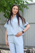 Костюм 26.2961 н Льон смужка, колір Небесний, 40(XS), 42(S), 44(М) - Зображення 4