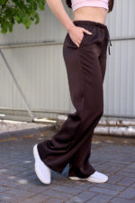 Pantaloni 26.2964 double Armani mătase, culoare Ciocolata inchisa, 42(S), 44(M), 46(L) - Image 3