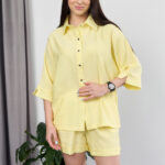 Set 26.2957 bumbac creponat, culoare Banană, 40(XS), 42(S), 44(M)