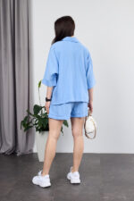 Set 26.2957 bumbac creponat, culoare Albastru deschis, 40(XS), 42(S), 44(M) - Image 2