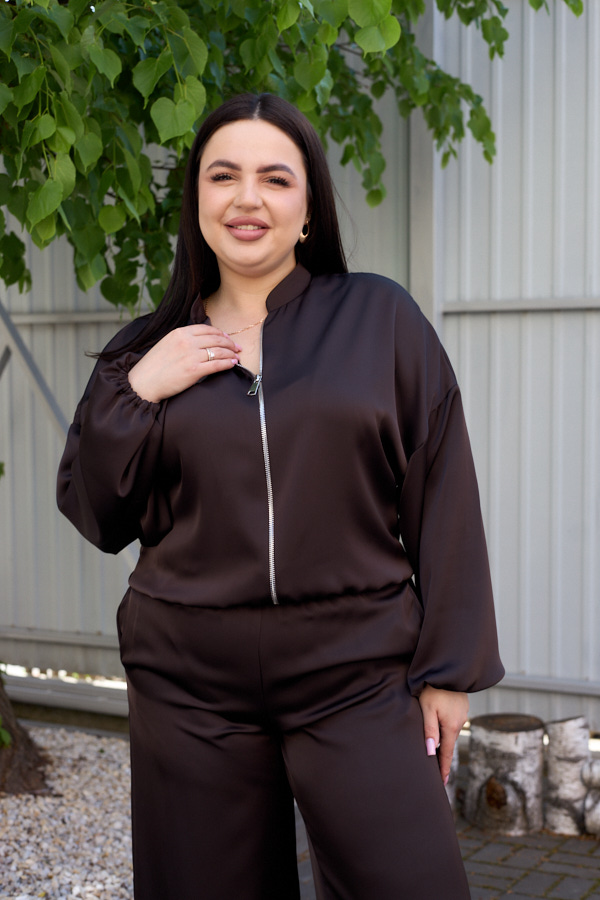 sera9990 Set 26.2947 Double-Armani-Seide, Farbe Dunkle Schokolade, 46(L), 48(XL), 50(XXL) - Image 1
